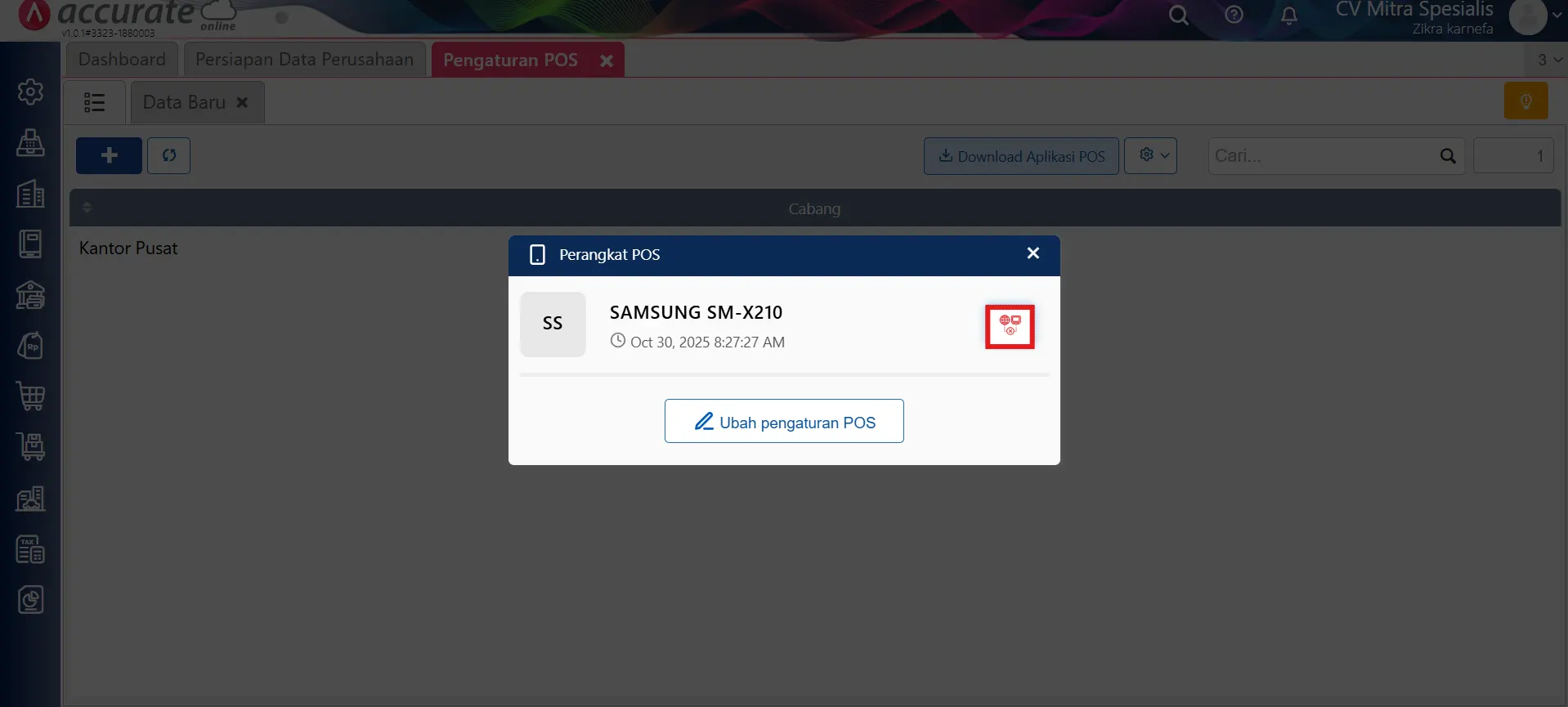 Cara memutuskan perangkat Accurate POS